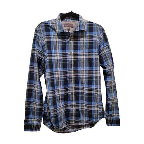 Vince Blue Plaid Button Front Cotton Shirt Small - Picture 2 of 5